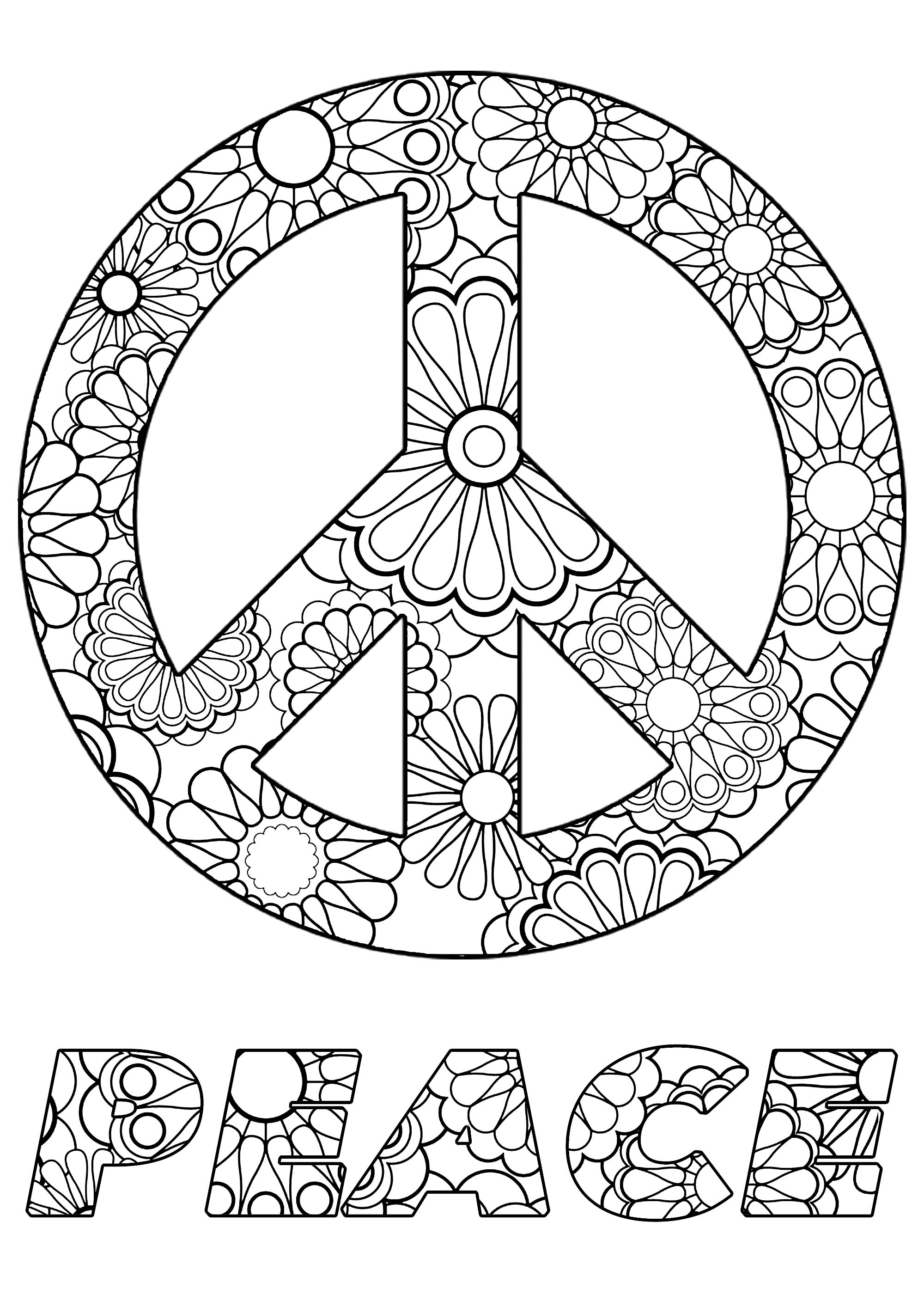 peace sign coloring pages free printable