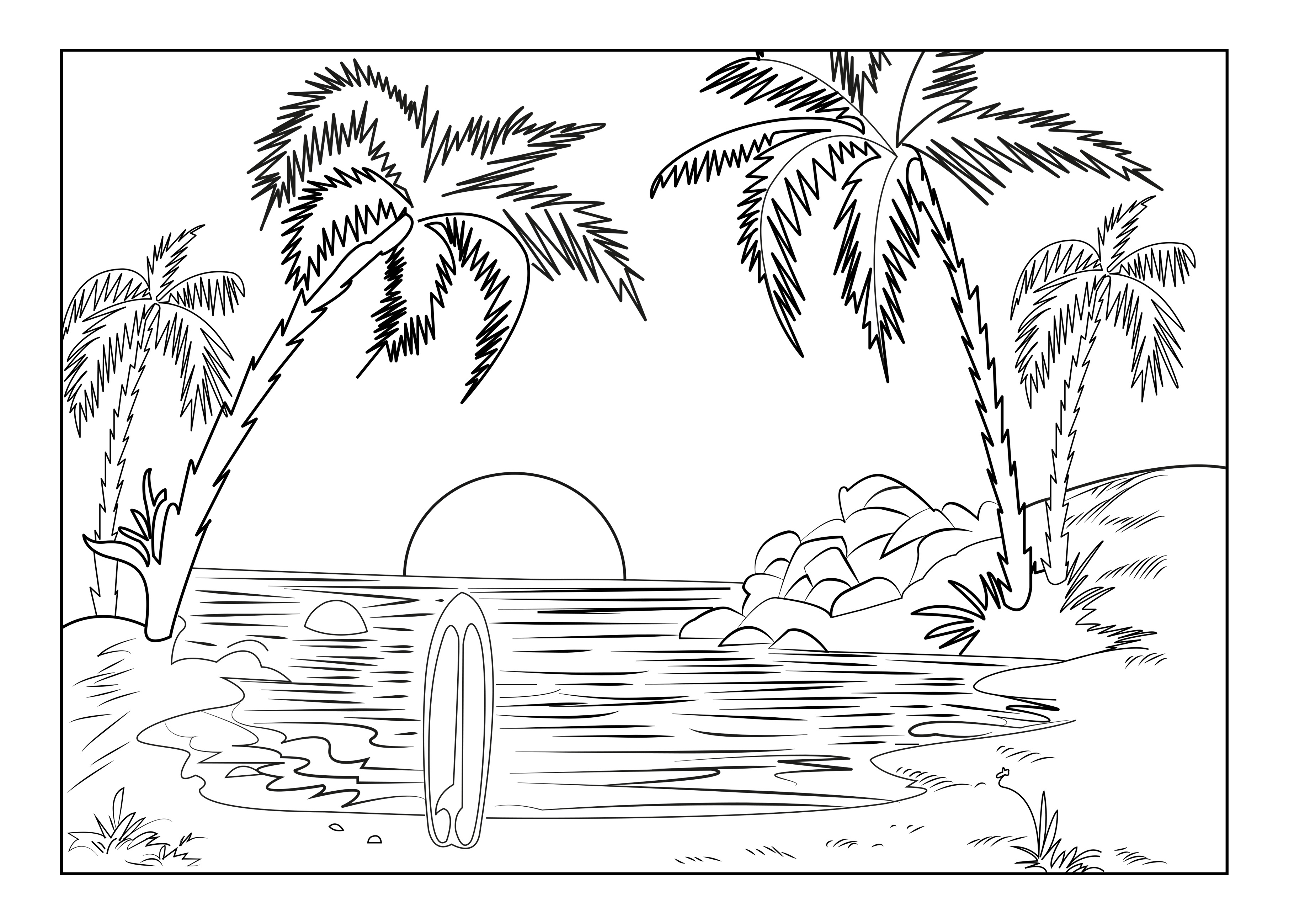 free printable beach scene coloring pages