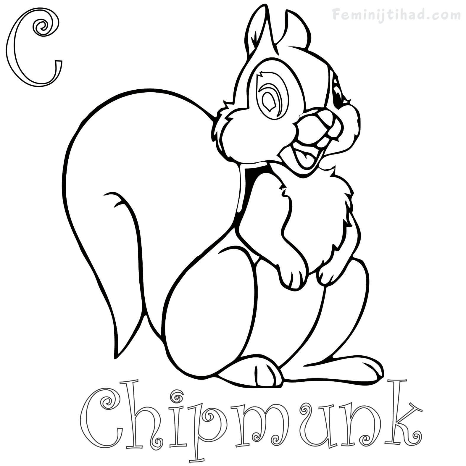 free printable coloring page of a chipmunk