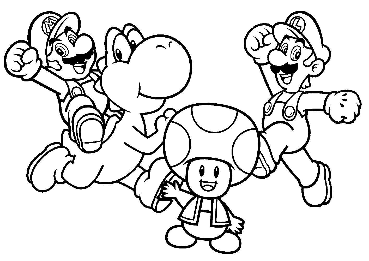 mario and luigi and yoshi coloring pages