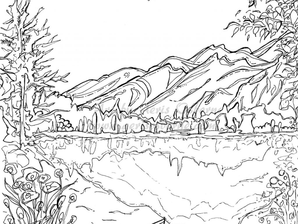 mountain coloring pages for adults