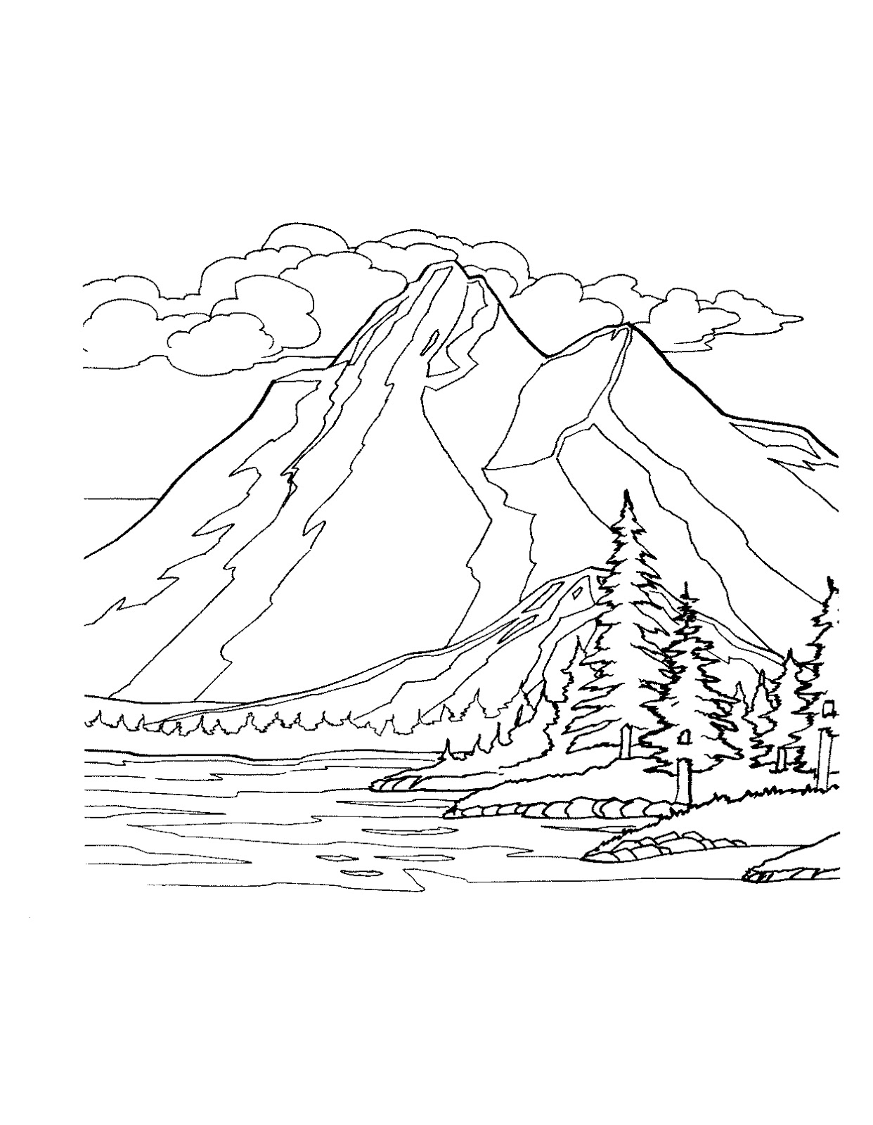 mountain landscape coloring pages