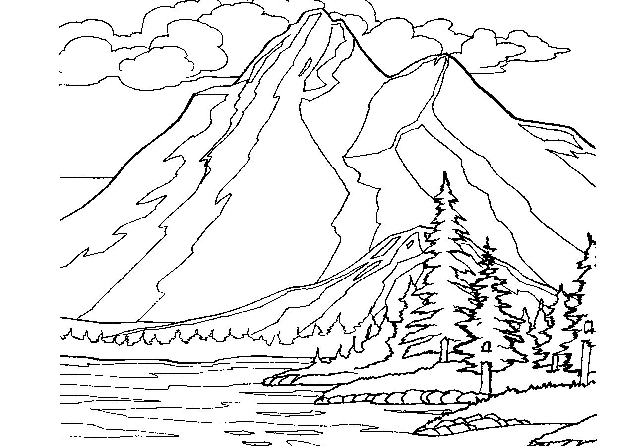 mountain scene coloring pages