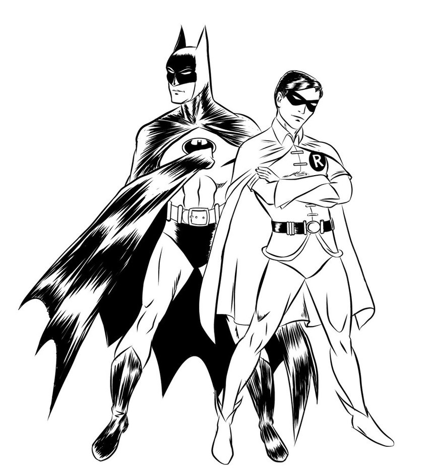 coloring pages batman and robin