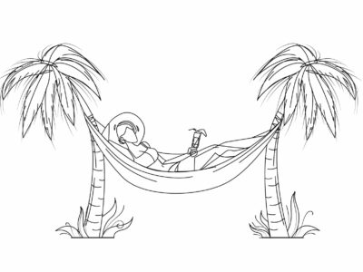 woman relaxing with cocktail on hammock vector