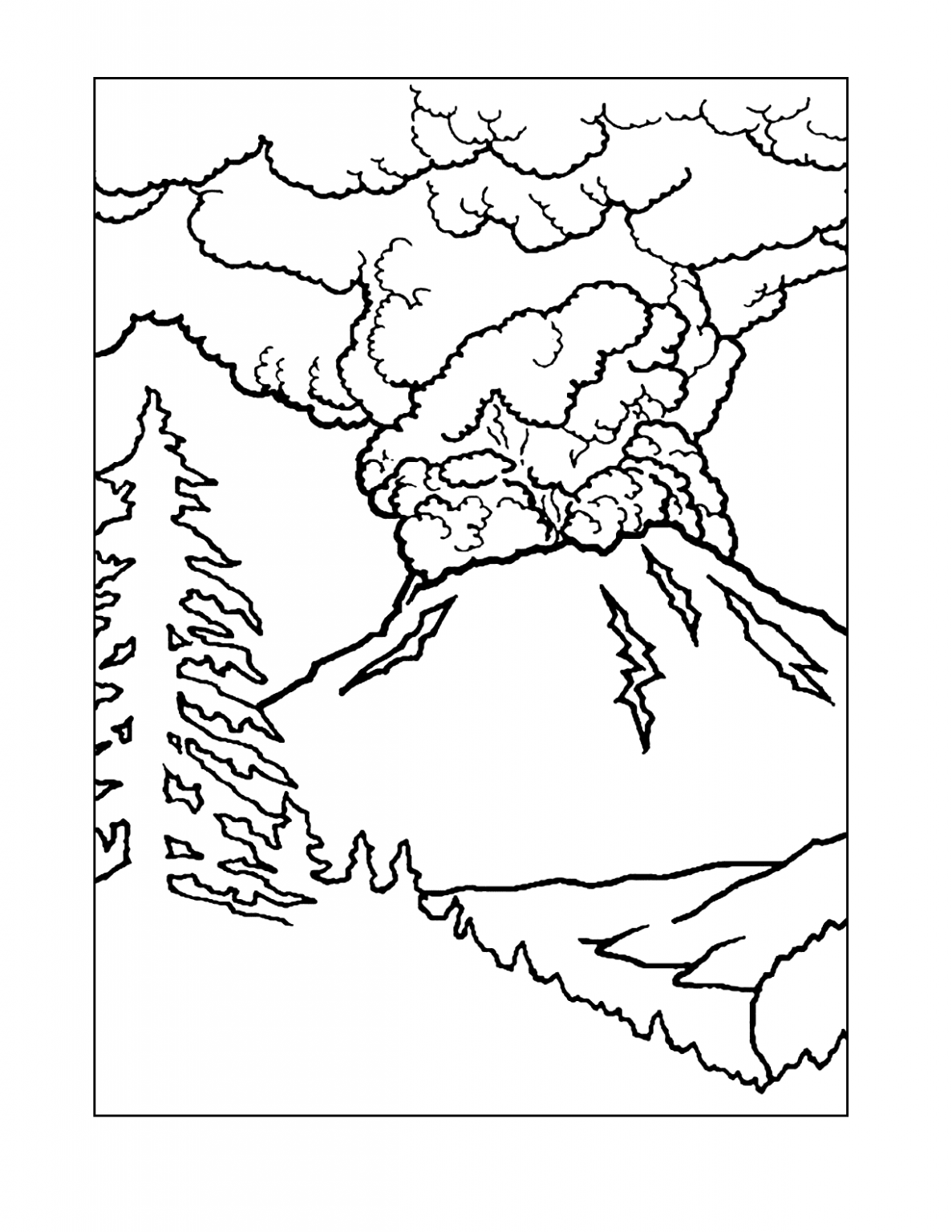 coloring pages volcano cut parther