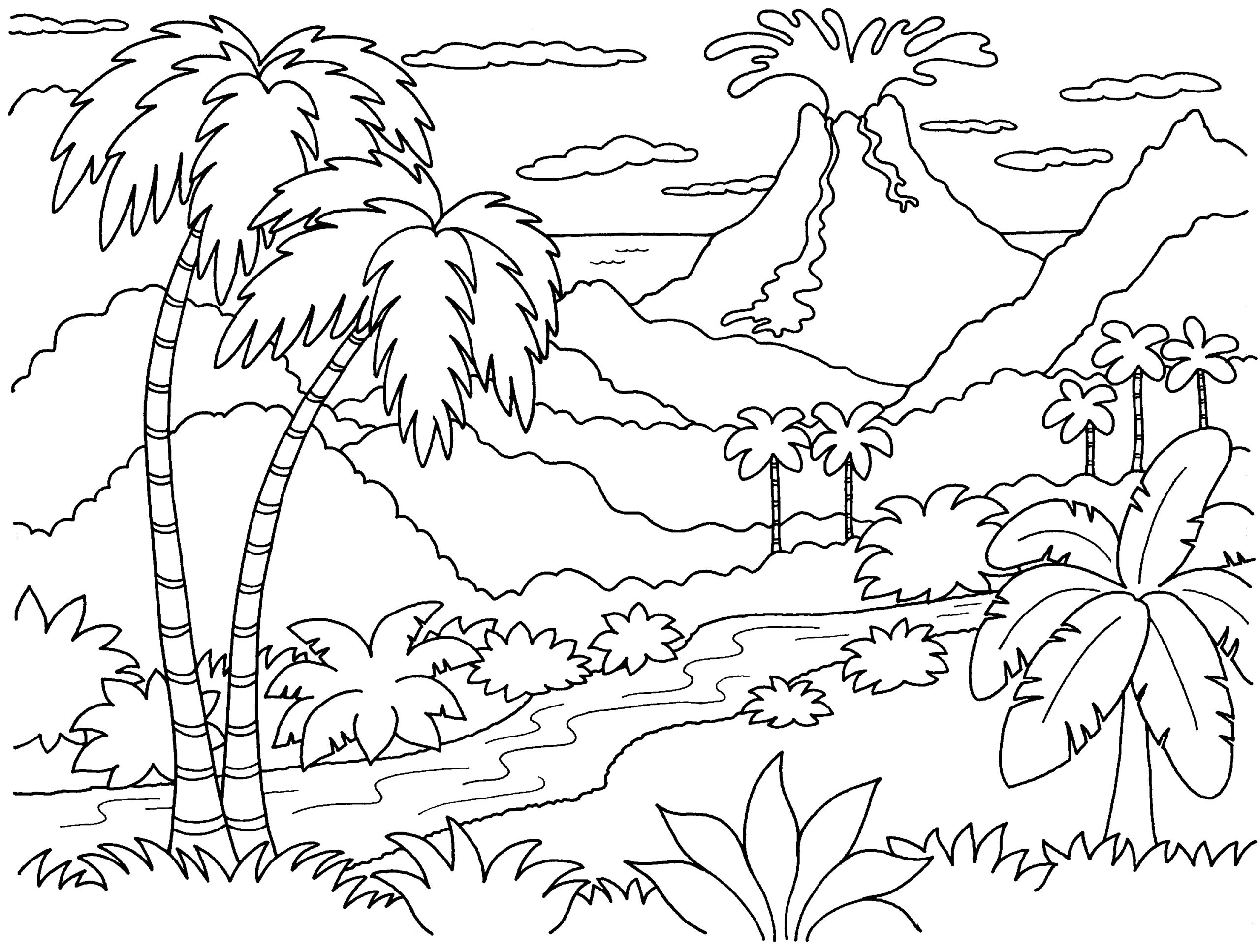 printable volcano coloring pages