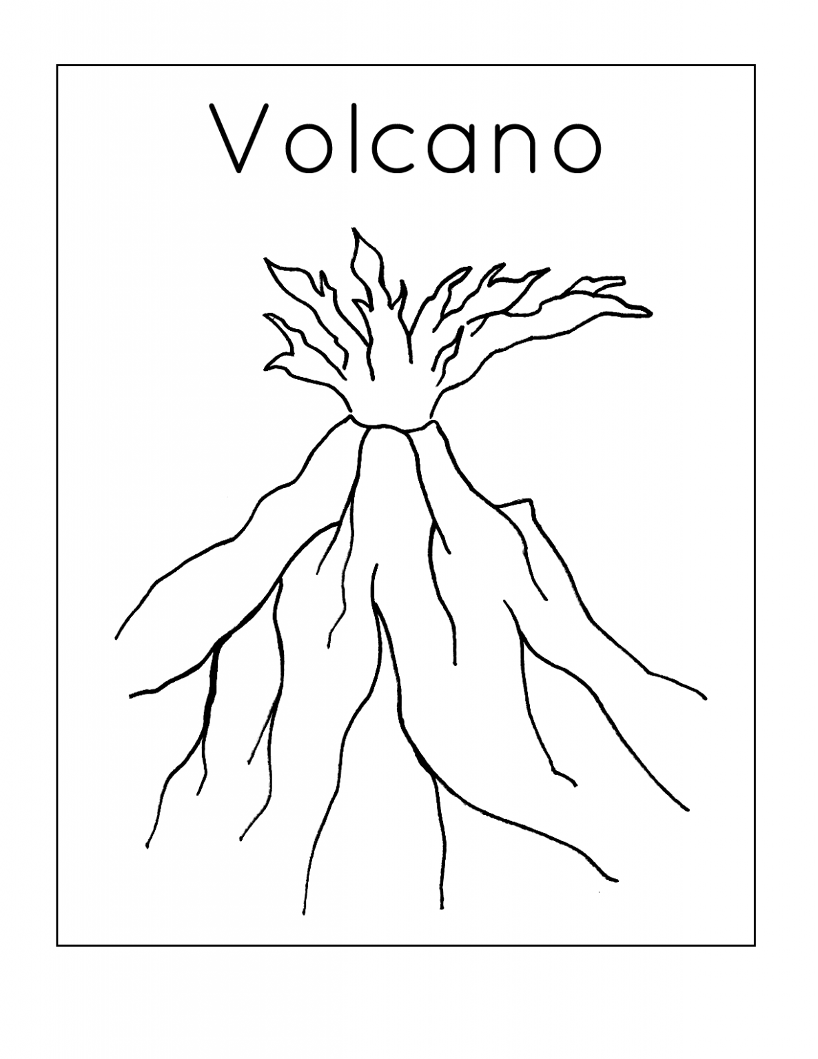 trees mountain volcano coloring pages