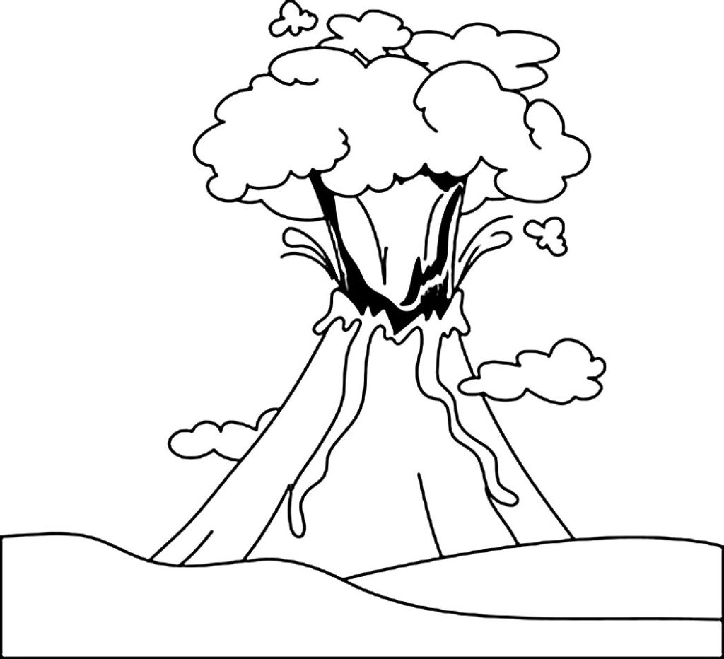 volcano coloring pages with labels