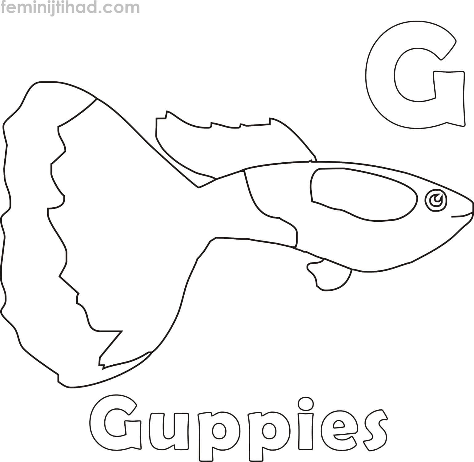 free coloring page guppy printable