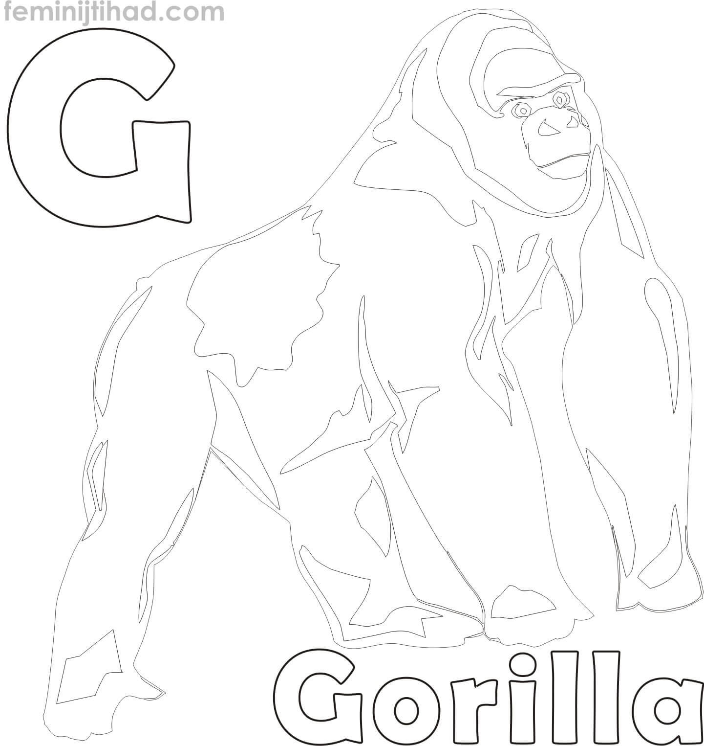 free coloring page of a gorilla