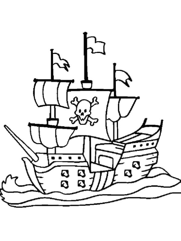 fresh pirate ship coloring page free