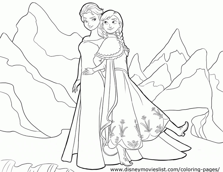 frozen coloring pages elsa and anna