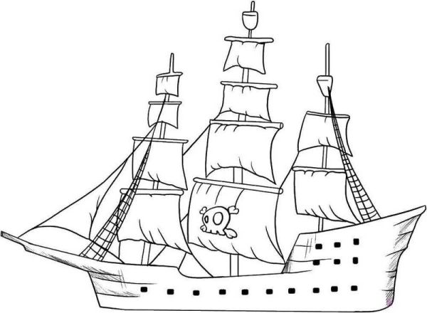 fun and easy pirate ships coloring page