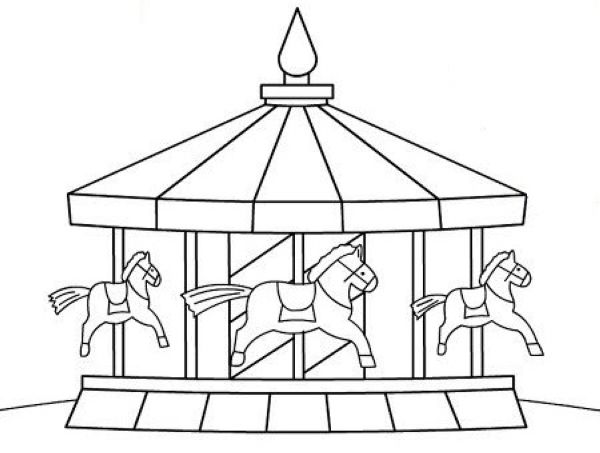 fun carousel coloring sheet for little kids