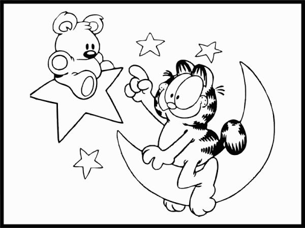 garfield on the moon coloring page