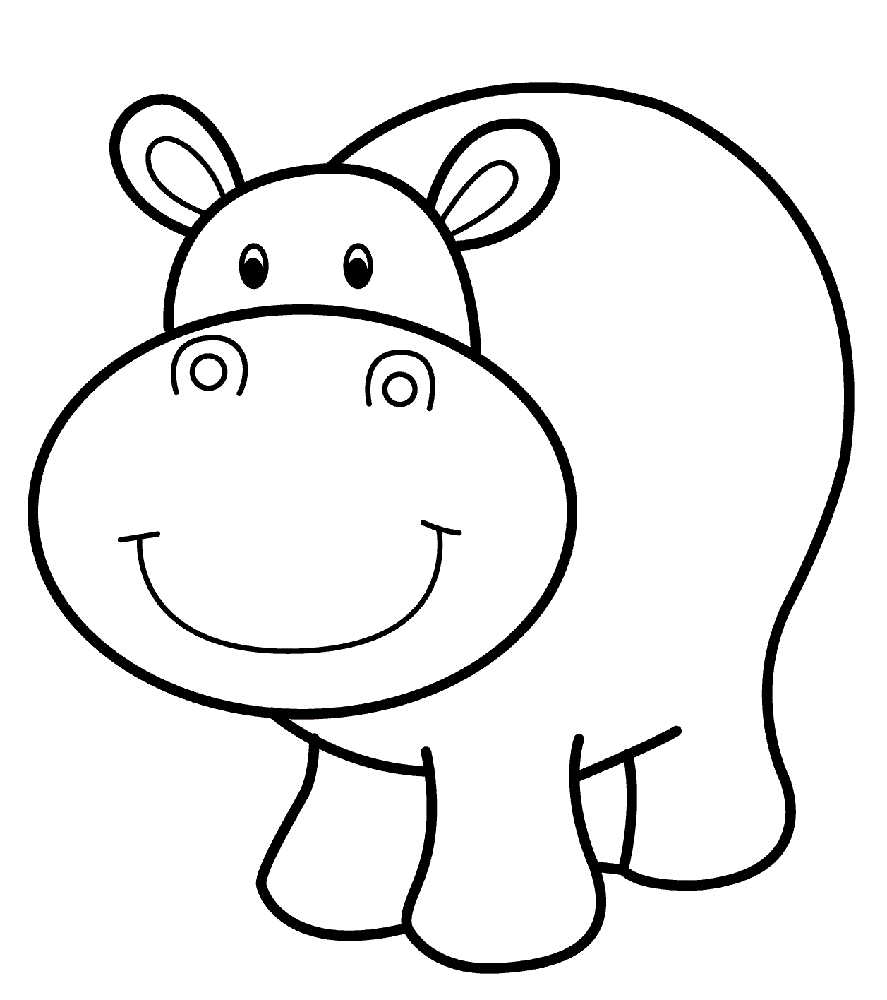 free printable smiley hippo coloring pages