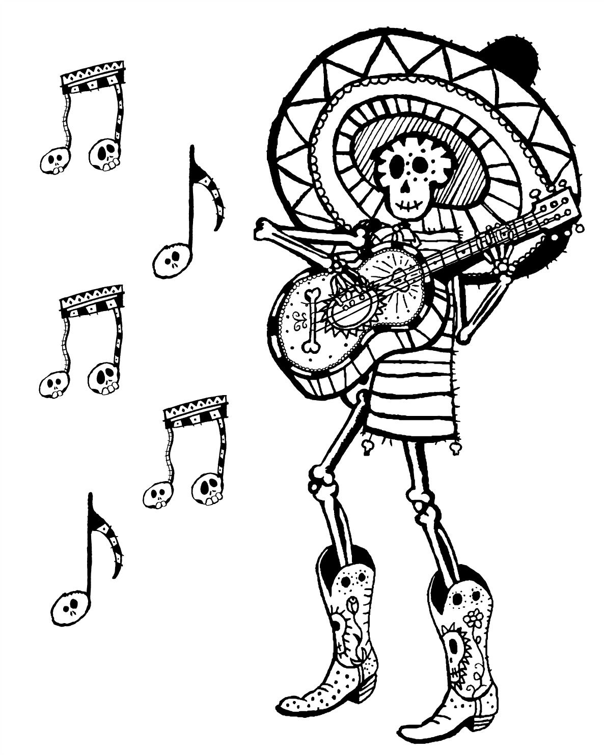 skeleton coloring pages for adults