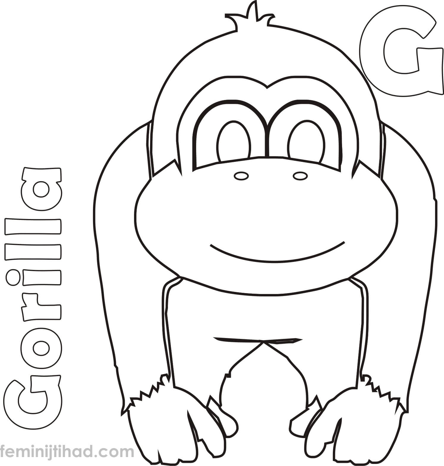 gorilla outline coloring page