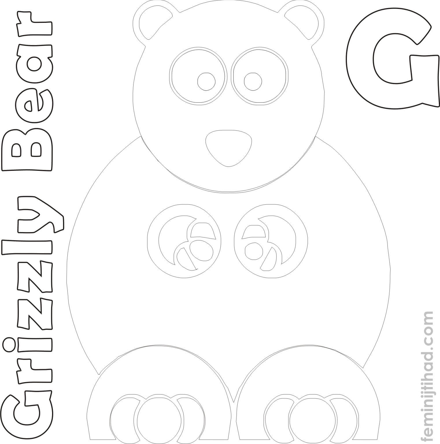 grizzly bear coloring page for toddler