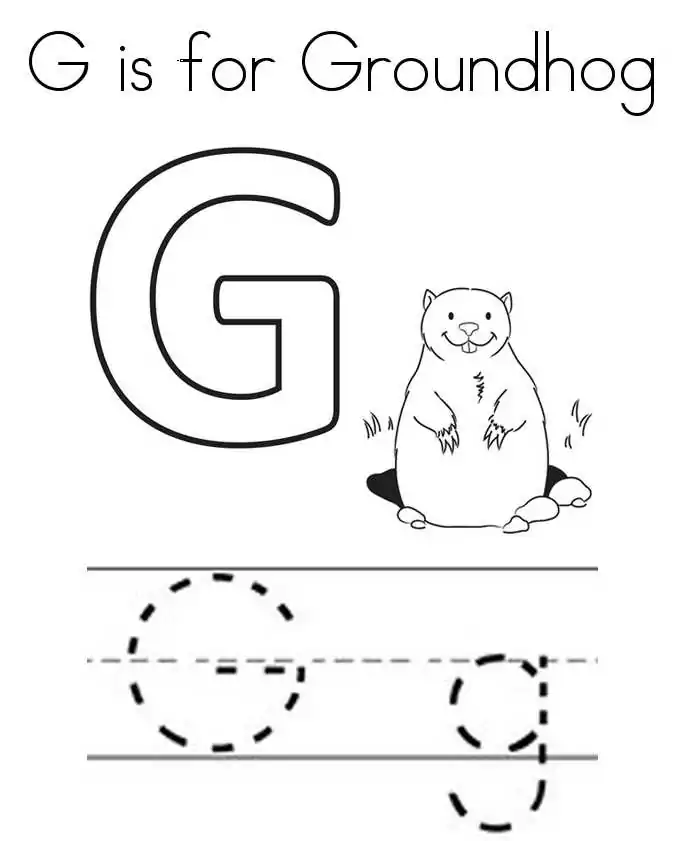 g for groundhog coloring page