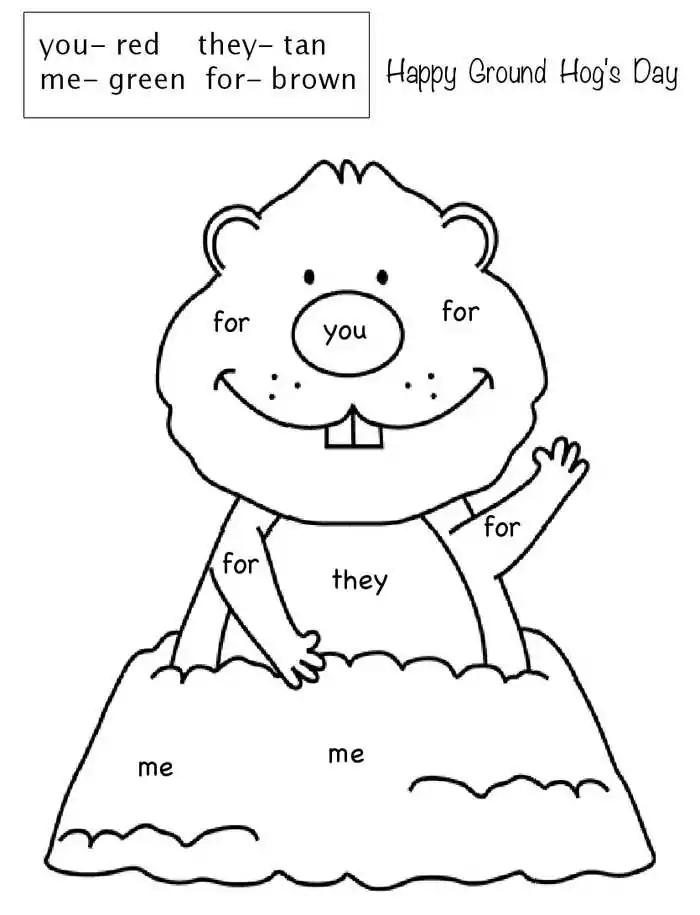 groundhog day coloring pages color by number