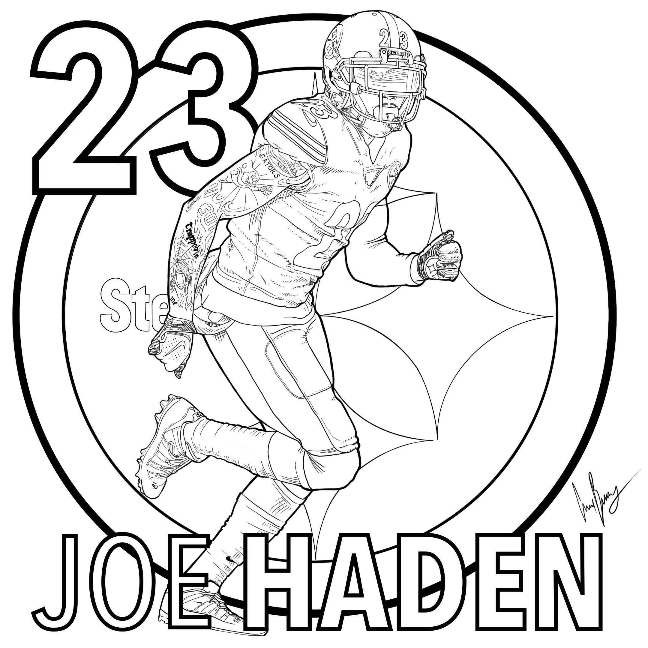 haden pittsburgh steelers coloring pages
