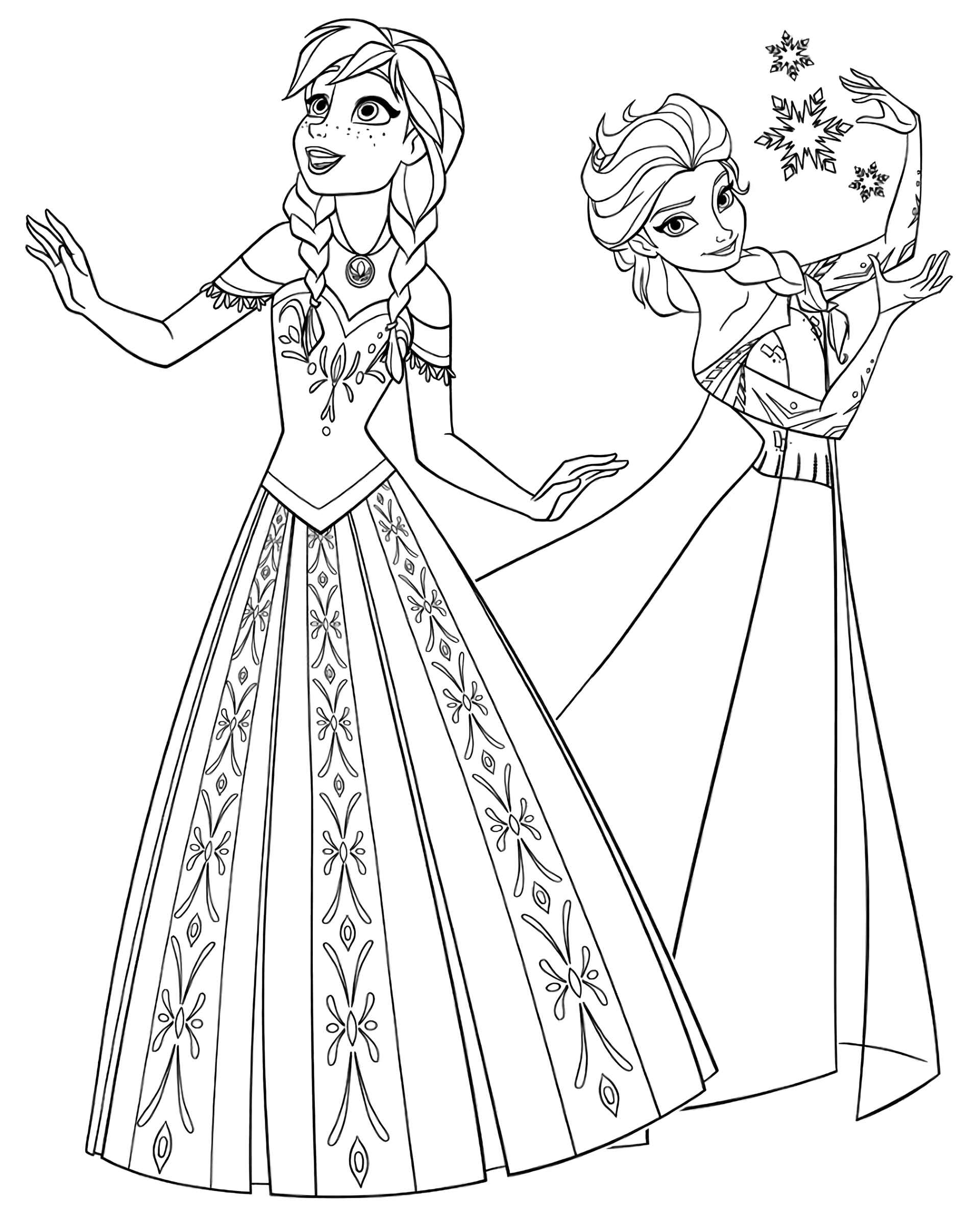 elsa and anna frozen coloring sheet