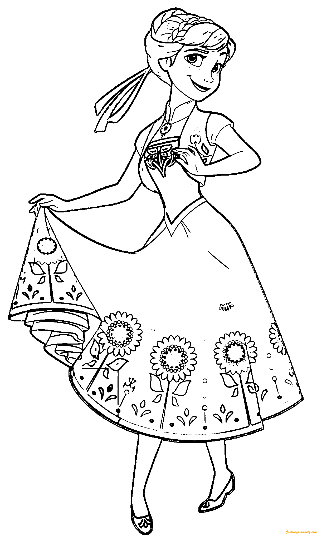 frozen coloring pages anna