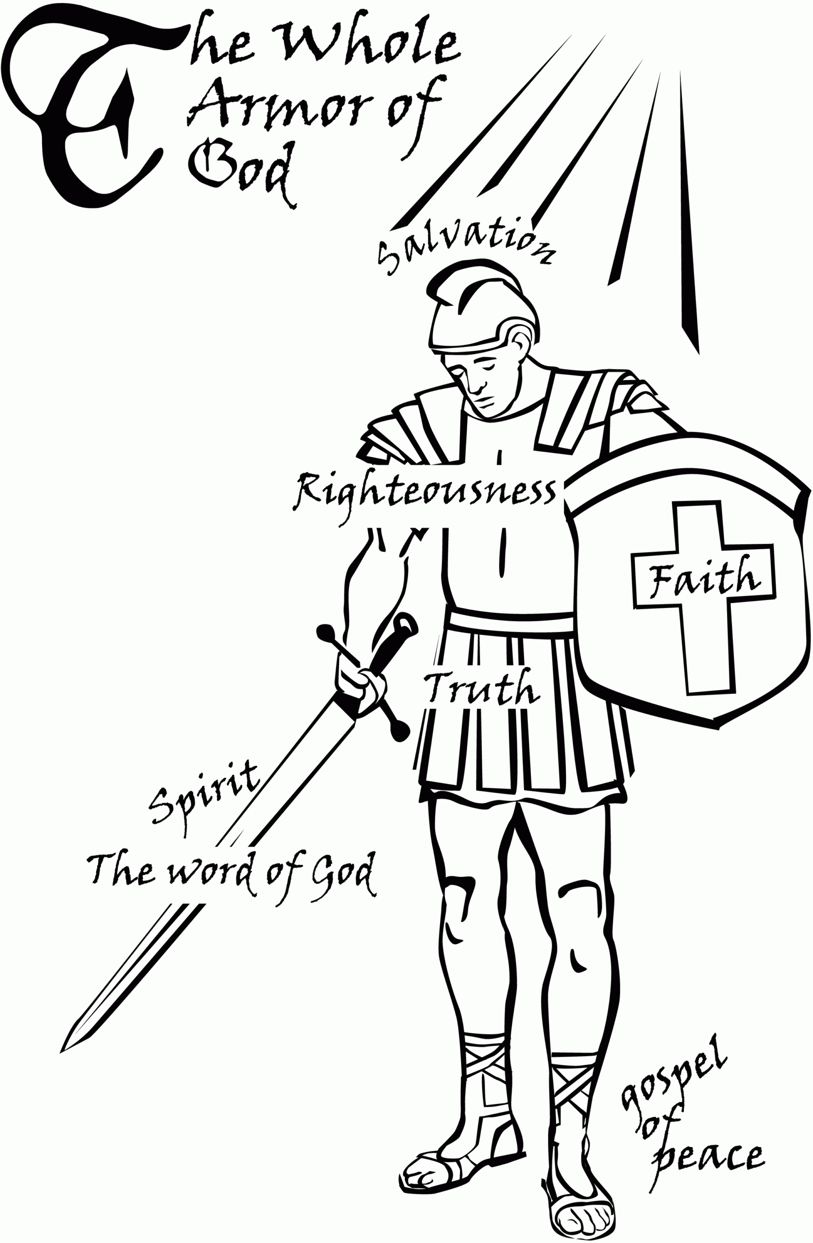 armor of god coloring pages to print