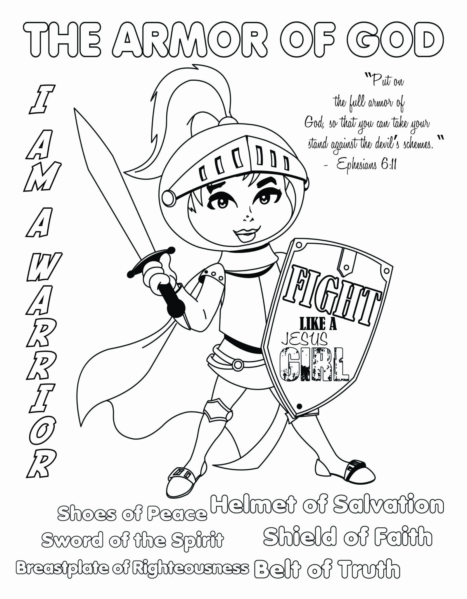free coloring pages of the armor of god