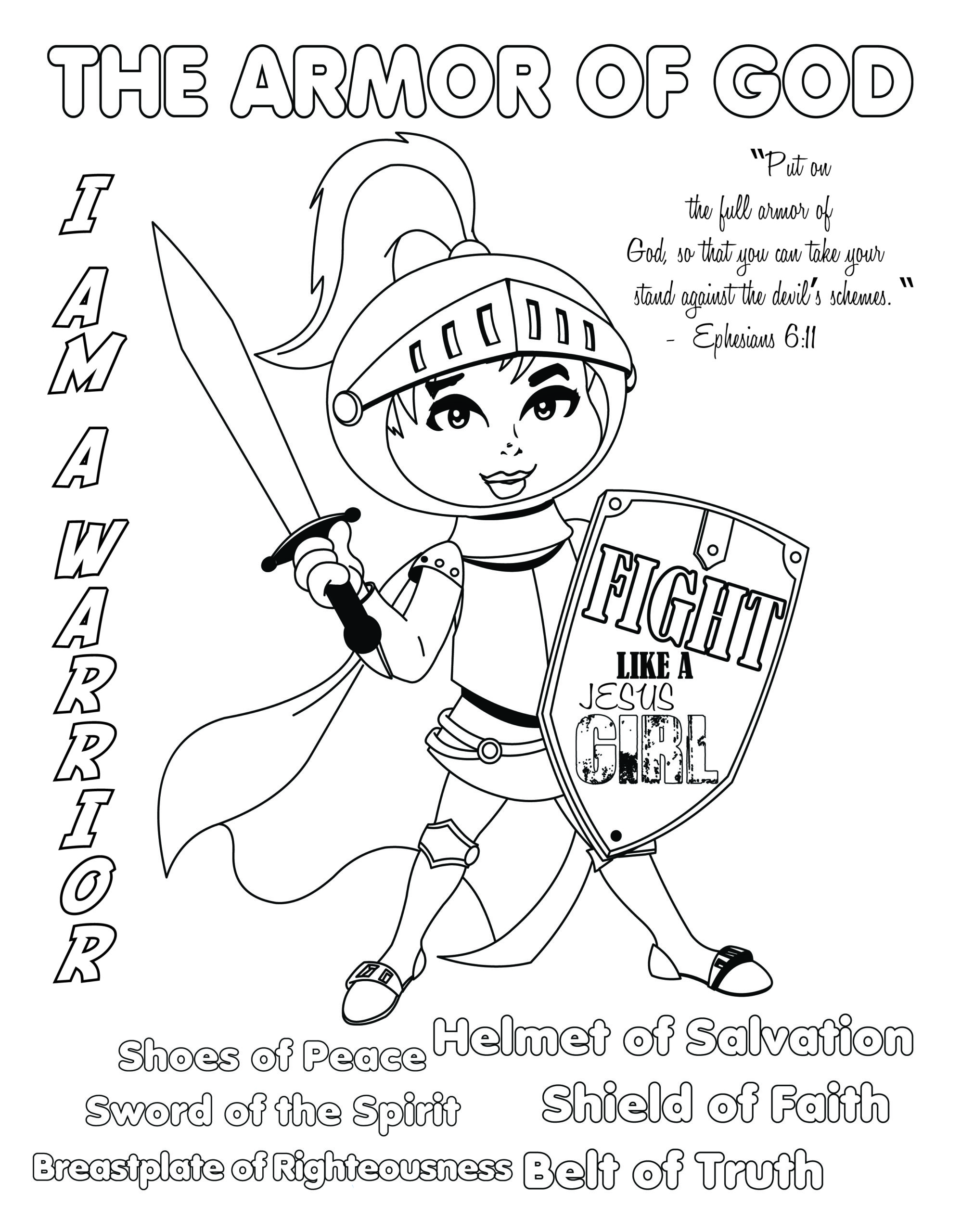 armor of god for kids coloring pages