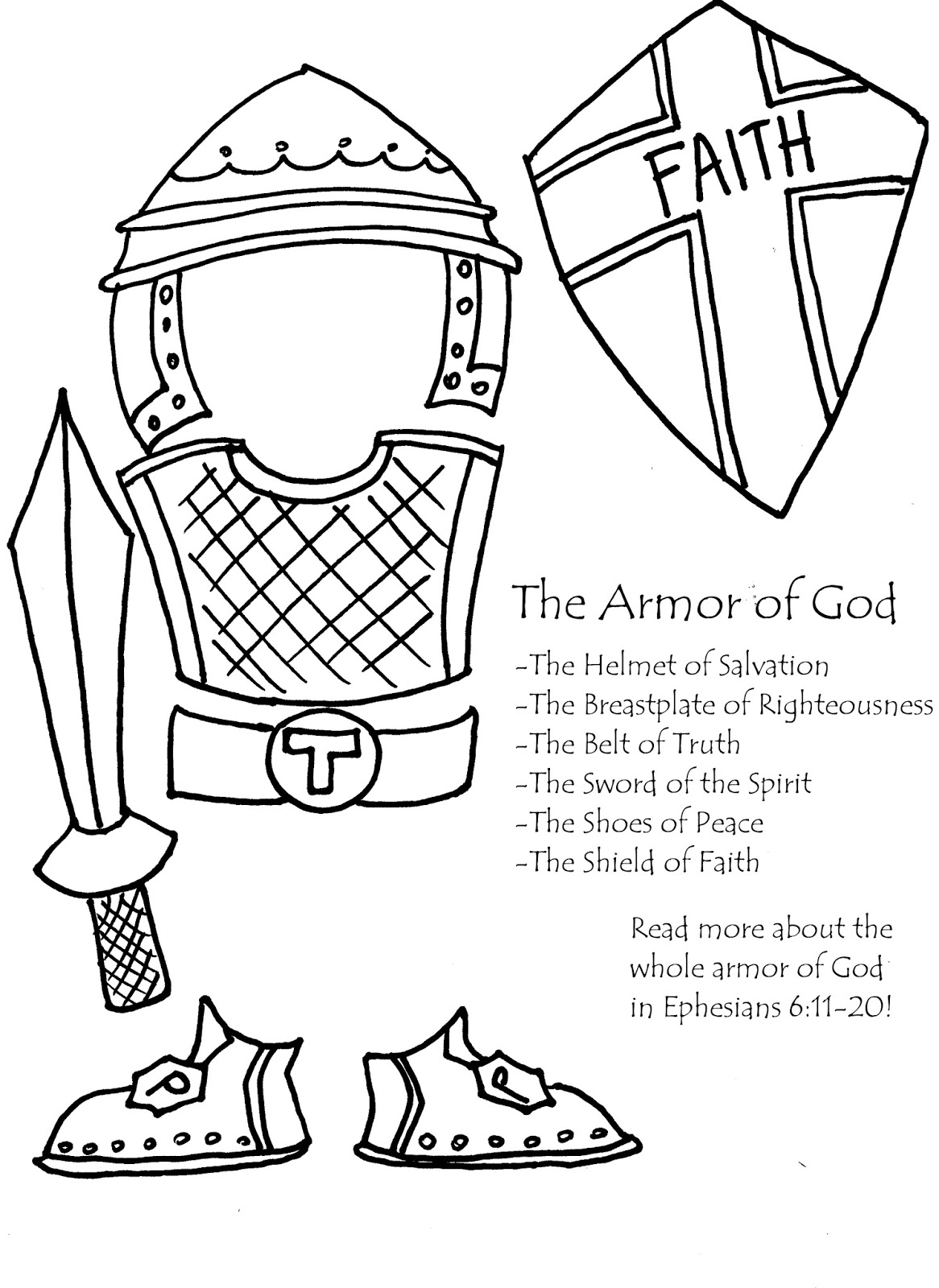 coloring pages for the armor of god
