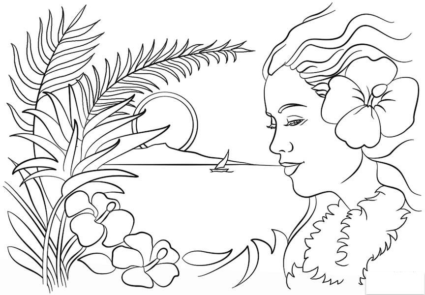 hawaii beach coloring pages