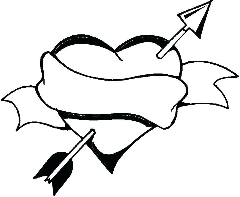 heart with arrow coloring pages