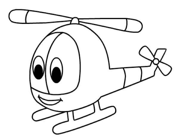 helicopter coloring and drawing page for children