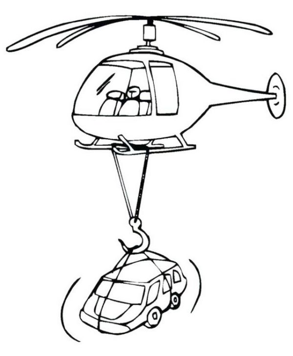 helicopter lifting car coloring pages