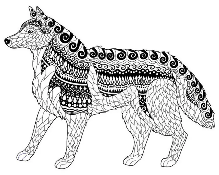 mandala husky coloring pages