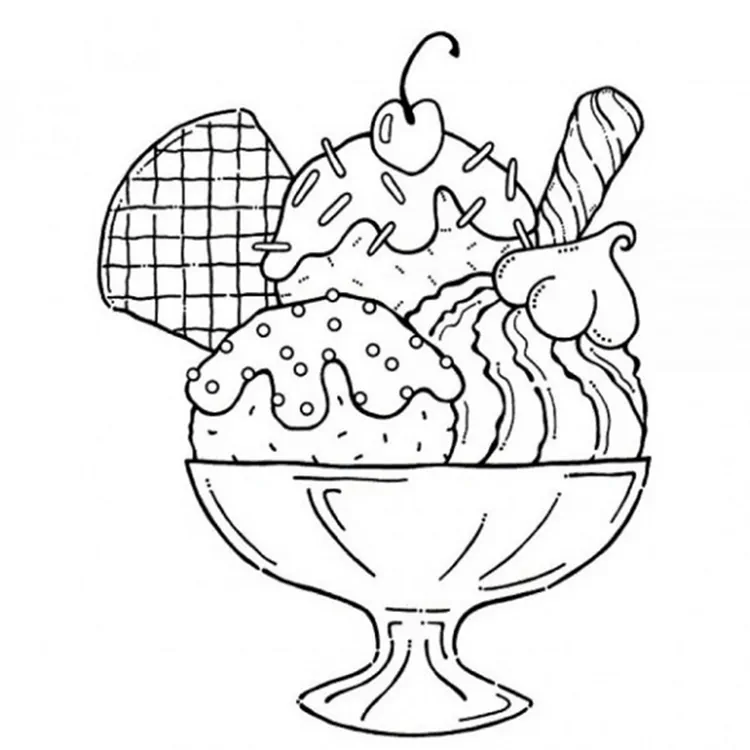 coloring pages ice cream sundae
