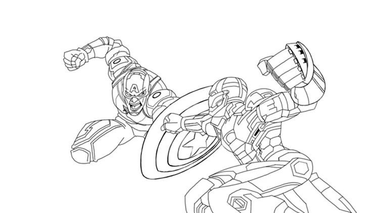captain america vs iron man coloring pages