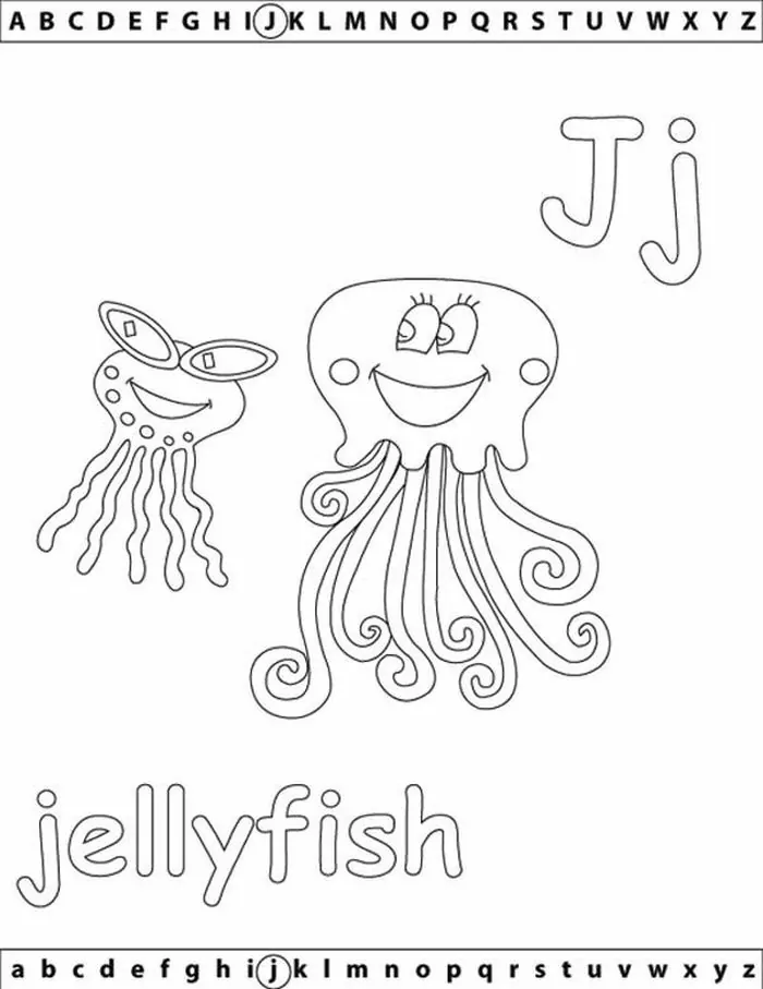 j is for jellyfish coloring page