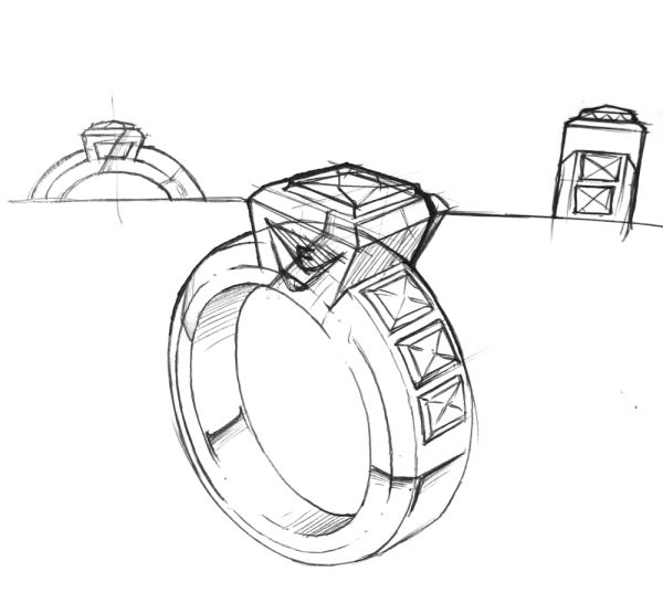 jewelry wedding ring sketch drawing page