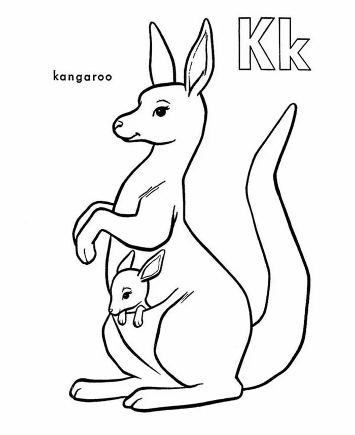 k for kangaroo coloring pages to print