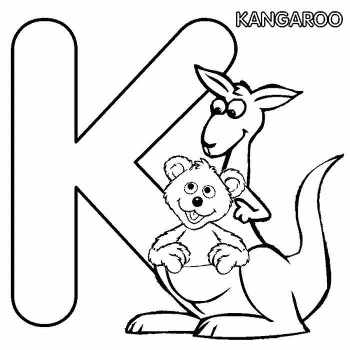 kangaroo in pouch coloring page