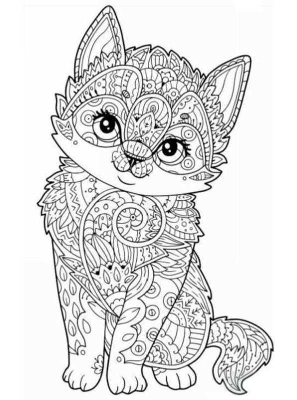 kitten coloring pages for adults