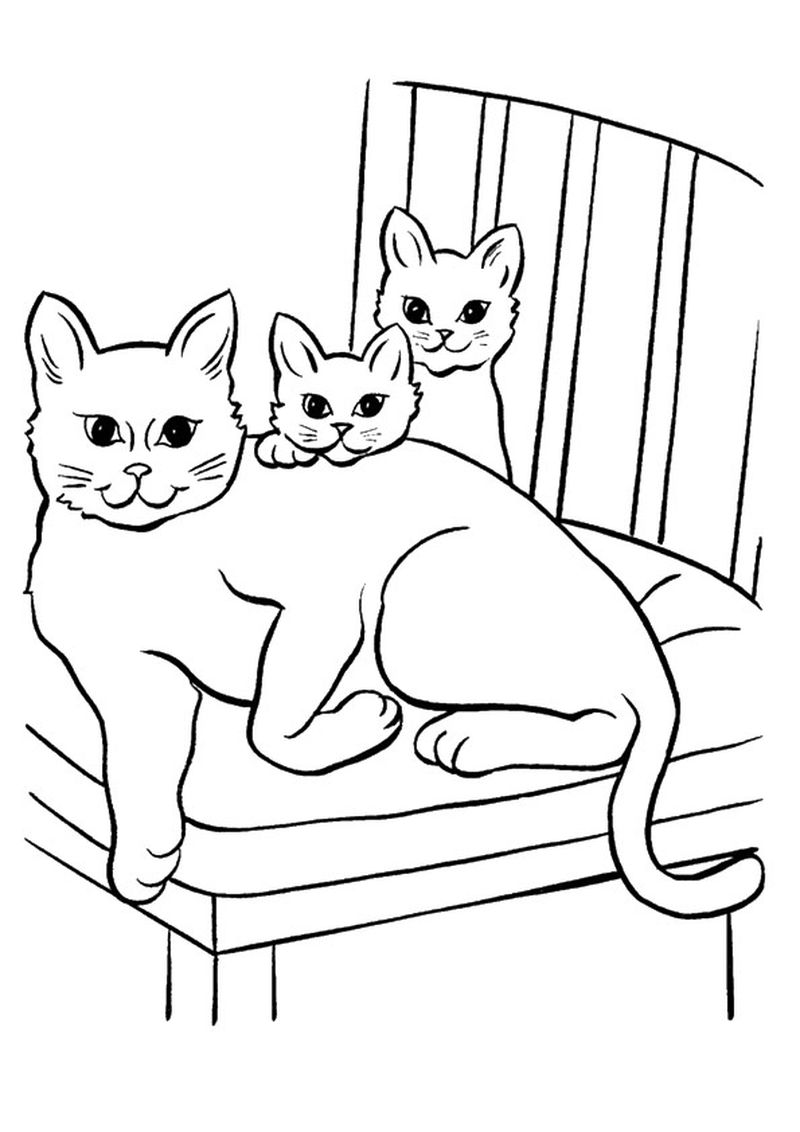 kitten family coloring page