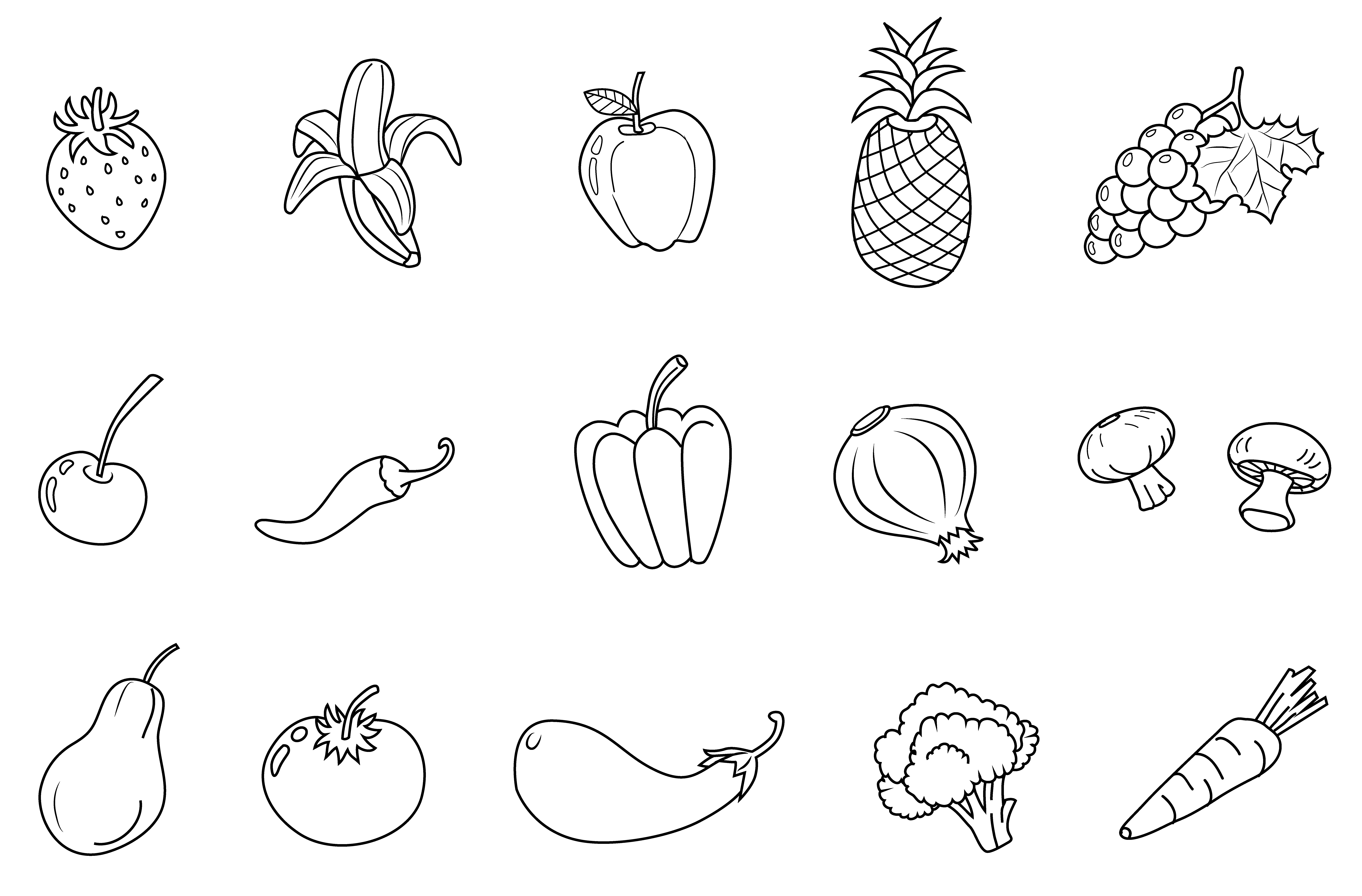 fruit and veggie coloring pages
