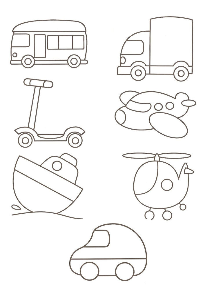 types of transportation coloring page