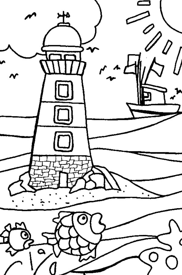 lighthouse beach coloring pages