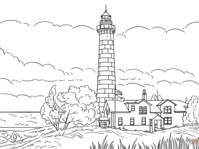 lighthouse scenes coloring pages